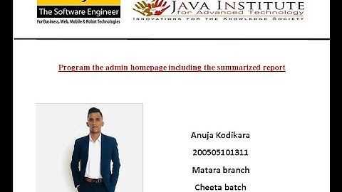 Program the admin homepage | WEB Programming I | Java Institute