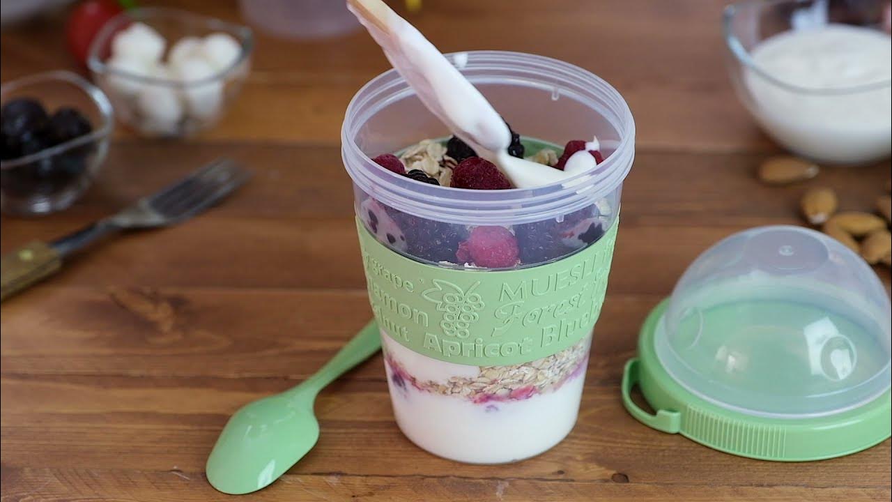 Crystalia Yogurt Parfait Cups with Lids, Reusable Yogurt Containers with  Lids and Spoons, Take and Go Yogurt Cup with Topping Cereal or Oatmeal