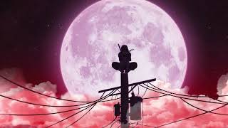 Itachi Shillouette In Front Of The Red Moon Live Wallpaper 4K