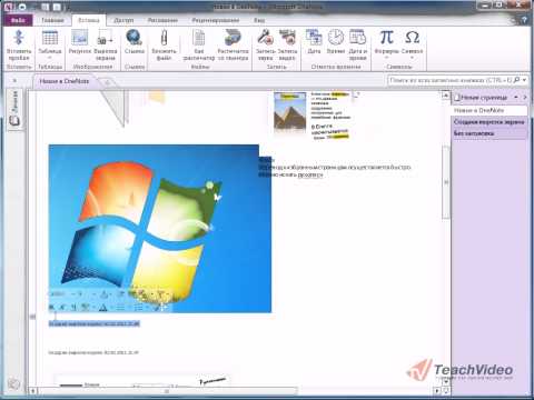 Быстрая вставка вырезки экрана в OneNote 2010