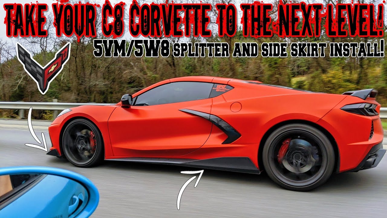 Make Your C8 Corvette Look Like A SUPERCAR! 5W8 Side Skirt And Splitter  Install! 😲