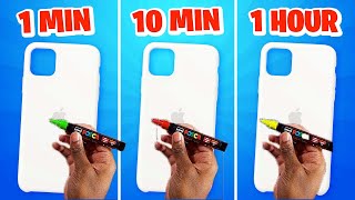 Customizing Phone Cases In 1 Minute, 10 Minutes, \& 1 Hour - Challenge