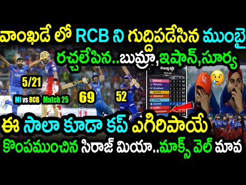 MI Won By 7 Wickets Against RCB In Match 25|MI vs RCB Match 25 Highlights|IPL 2024 Latest Updates