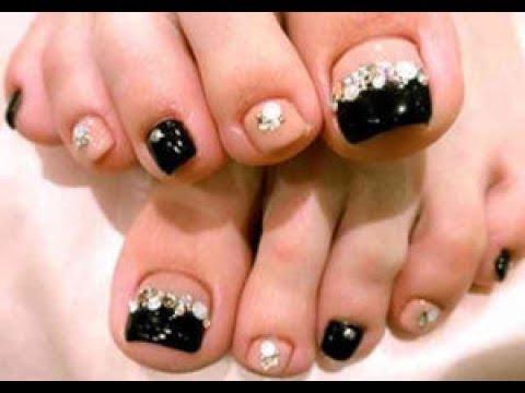 ネイル 夏の黒 ブラック 系のハンド フットネイル ペディキュア ネイルデザイン Black Hand And Foot Nail Pedicure Nail Design Youtube