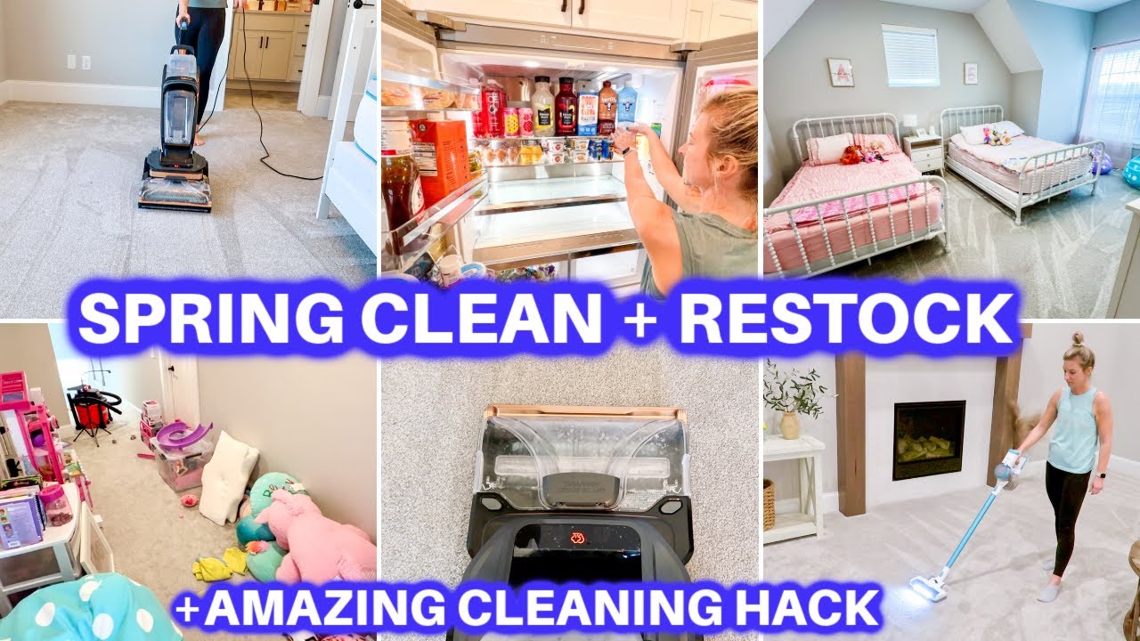 SPRING DEEP CLEAN WITH ME  FRIDGE RESTOCK  CLEANING MOTIVATION  CARPET CLEANING  CLEANING HOUSE