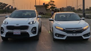 Honda Civic 2021 VS Kia Sportage 2020 | Drag Race | Performance Review | Motorsports Pakistan