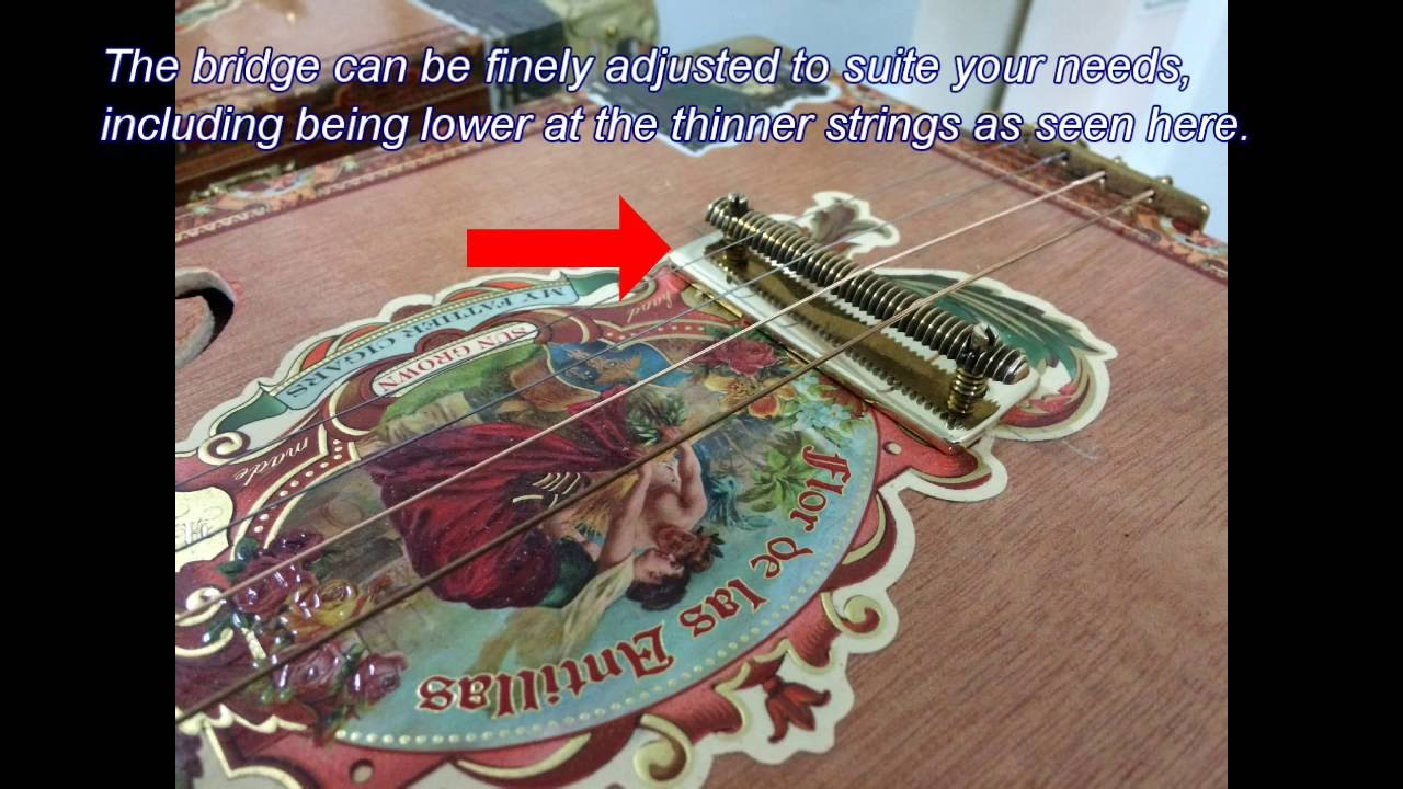 Cigar box guitar adjustable bridge YouTube