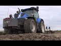 PLOUGHING WET SLIPPY MUCK,  NEW HOLLAND T7, DOWDESWELL DP7