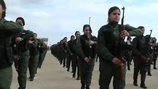 YPG Kadın polis teşkilatı KÜRT MİLLİ MARŞI Ey Reqib EŞLİĞİNDE 8 MART DÜNYA KADINLAR GÜNÜ İÇİN TÖREN