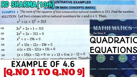 RD SHARMA CLASS 10 QUADRATIC EQUATIONS EXAMPLE OF EX- 4.6[Q.NO 1 TO 9] MATH FEAR | CHAPTER 4 |CBSE