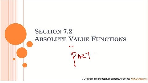 Pre Calculus 11 Section 7.2 Part 1 Graphing Absolute Value Functions