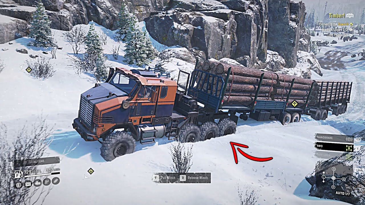 Timber Deliver to the Sawmill Medium Logs Long Logs SnowRunner