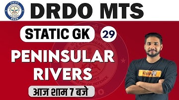 DRDO MTS /DP HEAD CONST. 2020 || Static GK || By Kuljeet Sir || Class 29 || Pninsular Rivers