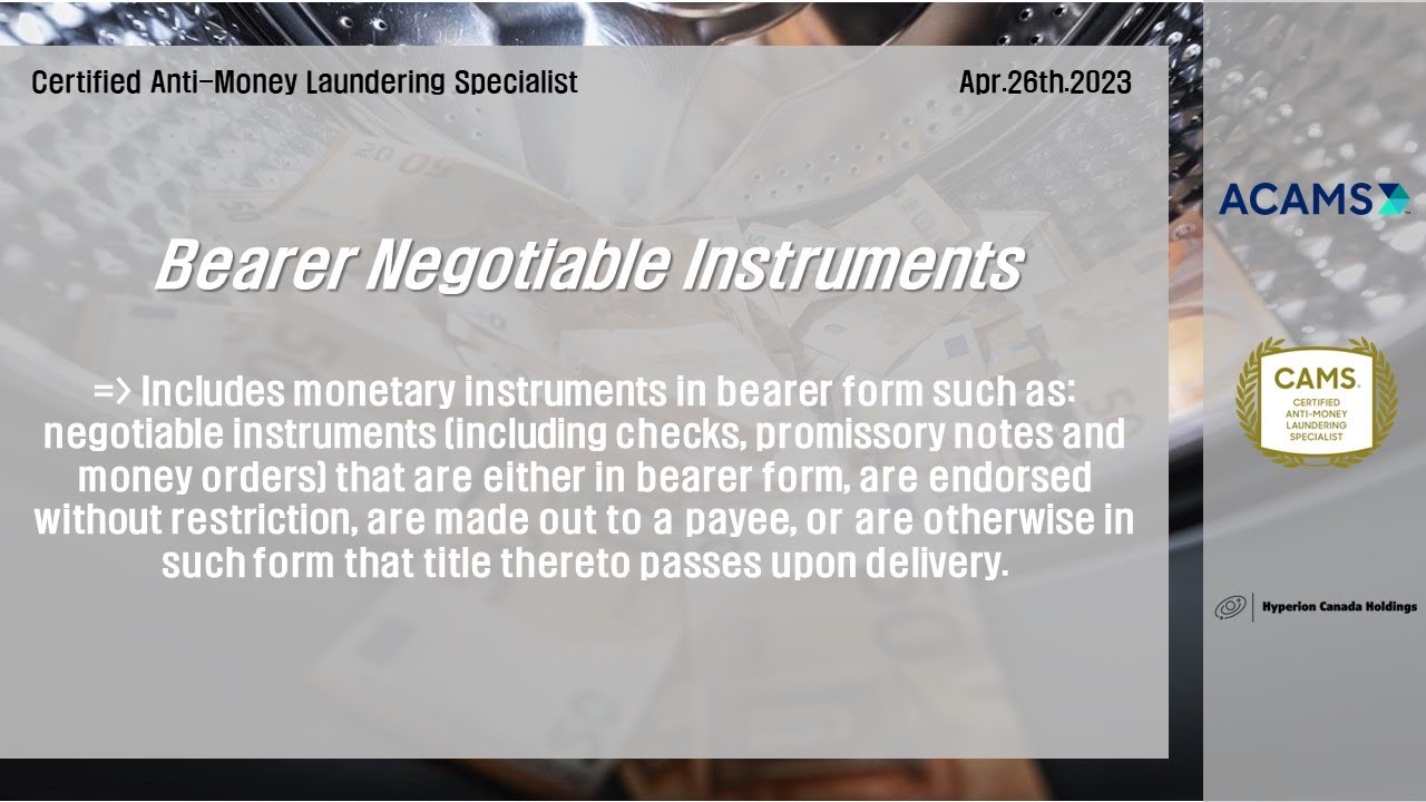 [CAMS] 2023년 4월 26일, 오늘의 단어 "Bearer Negotiable Instruments" YouTube