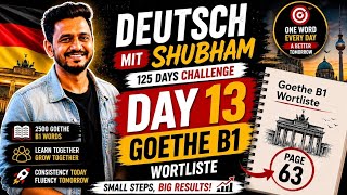 Day 13 | Learn 20 German Words | Page 63 | Goethe B1 Vocabulary | Deutsch mit Shubham 🇩🇪