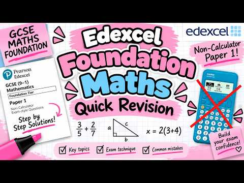 Edexcel GCSE Foundation Maths | Quick Exam Revision | Non-Calculator Paper 1 video thumbnail