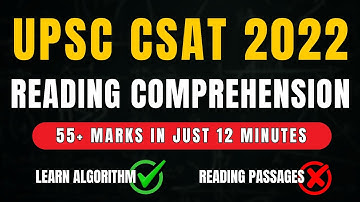 🔥Reading Comprehension 2022 - UPSC PRELIMS CSAT | Maximize CSAT Score in Minimum time #upsc