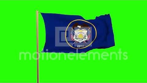 Utah Flag Waving In The Wind. Green Screen, Alpha Matte. Loopable Animation Stock Animation