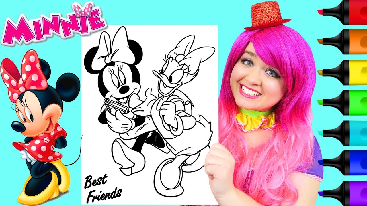 Coloring Minnie Mouse Daisy Duck Disney Coloring Page Prismacolor Markers Kimmi The Clown Youtube