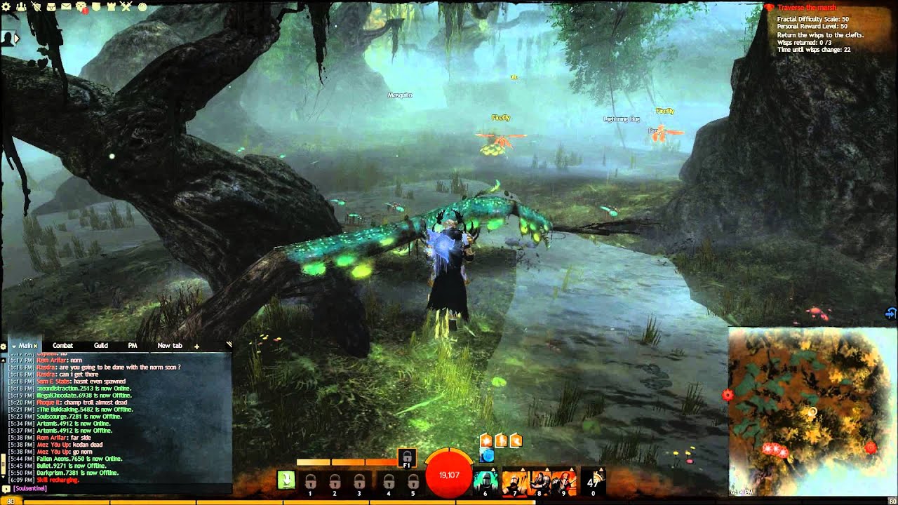 GW2 Swamp Fractal Easy Wisp Running NE