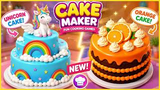 🦄🍊 Making the Cutest Unicorn Cake & Delicious Orange Cream Cake! | Cake Maker Fondant Cooking Games screenshot 5