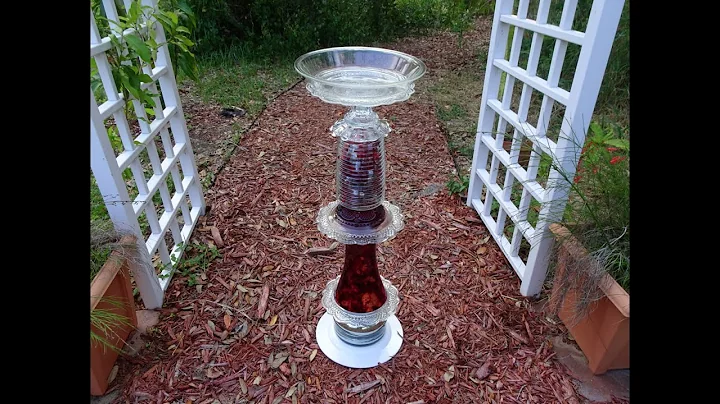 How to Make an Upcycled Glass BIRDBATH ("Ruby Red & Crystal") #diy #birdbath #gardendecor #upcycling