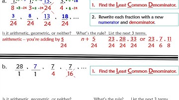 Sequences - Identifying Fractional Number Arithmetic Geometric Sequences
