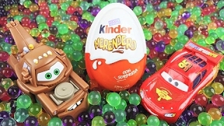 GIANT Surprise Eggs | Orbeez Bath Disney Lightning McQueen vs Tow Mater