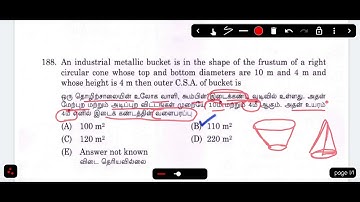 An industrial metallic bucket is in the shape of the frustum of a right circular cone whose top and 