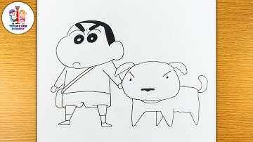How To Draw Shinchan And Shiro Drawing