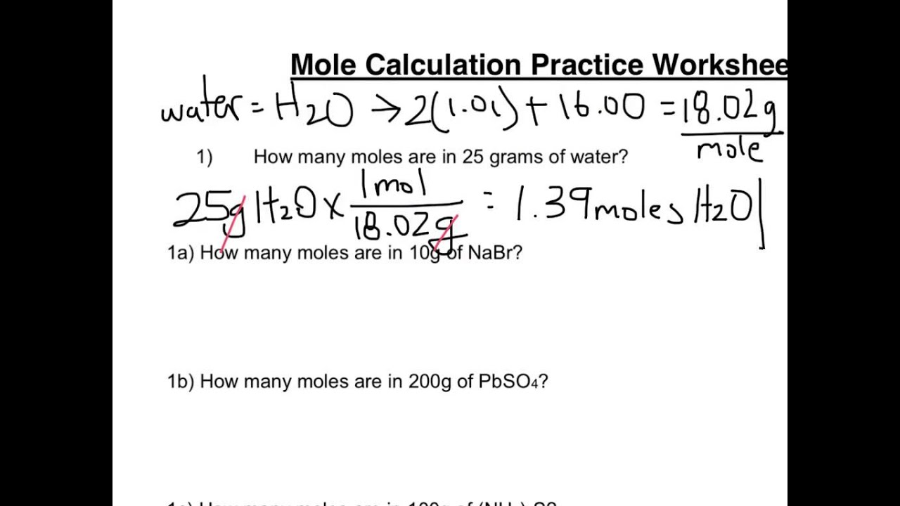 Mole calculation worksheet - sellingpasa