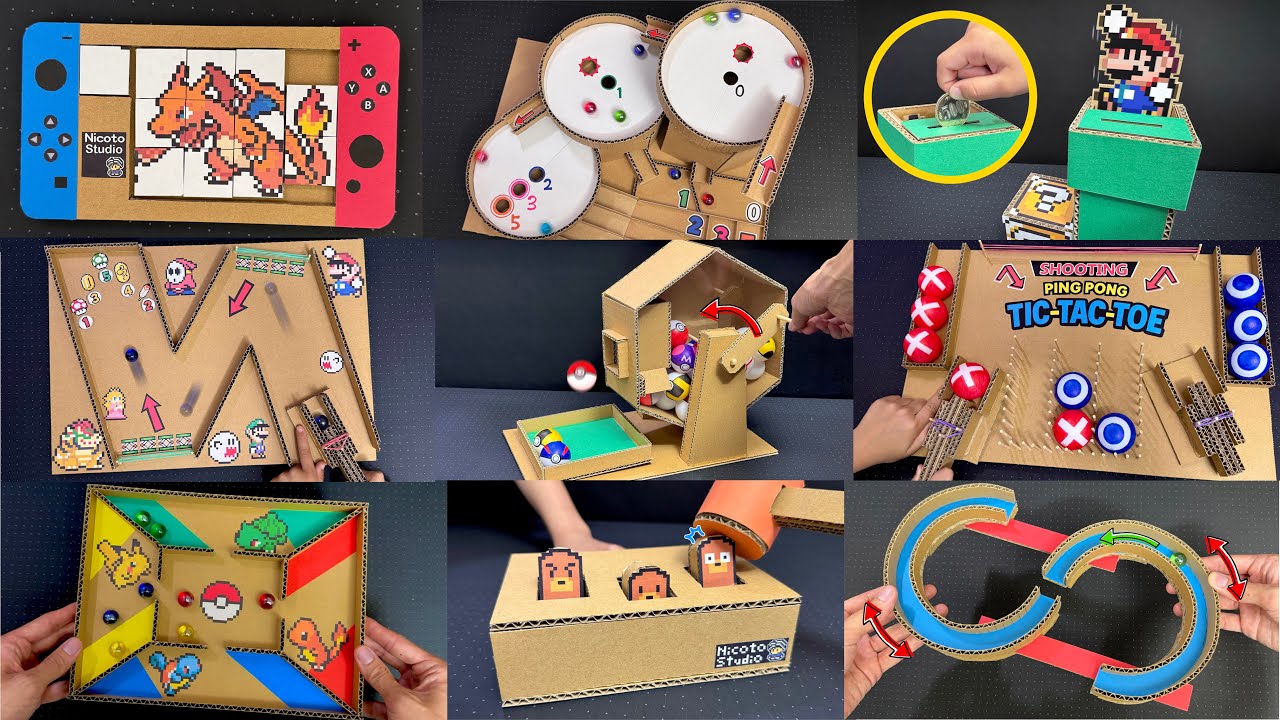 Fun Cardboard Game Collection: 9 DIY Toys in Action