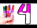 Dibuja y Colorea el Número 4 ✨🎨 Aprende los números