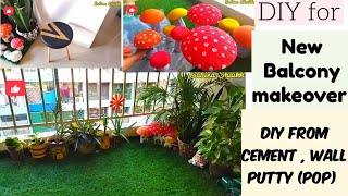 Balcony decore ideas // wall putty, cement, pop craft ideas //Sabina Shaikh