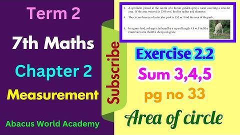 7th std  maths term 2 chapter 2 measurements exercise 2.2 sum 3 to 5 pgno 33 #abacusworldacademy