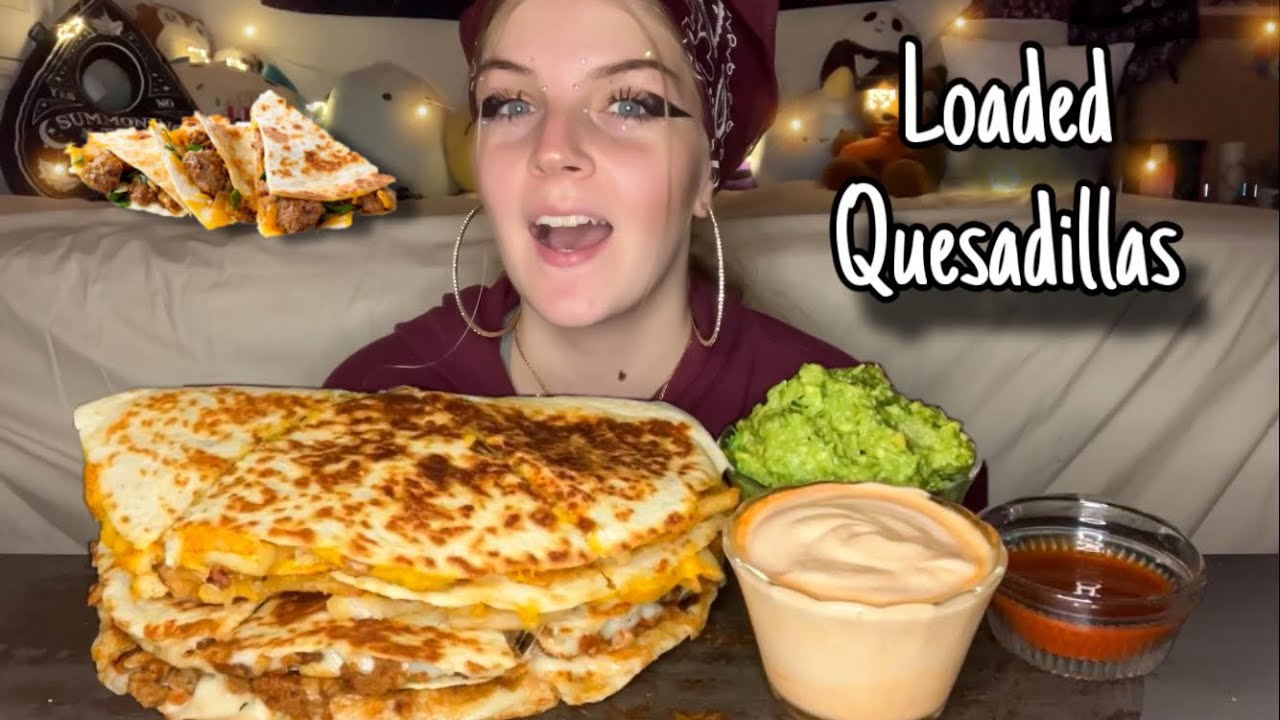 LOADED CHEESY QUESADILLAS MUKBANG! (Vegan)