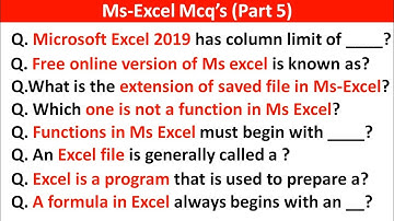 Ms Excel mcq Question and Answer | Ms-Office Mcq