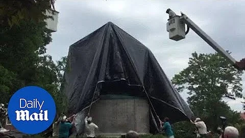 Charlottesville covers Confederate Robert E. Lee statue in 2017 - Daily Mail