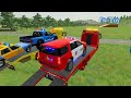 TRANSPORTING ALL POLICE CARS and AMBULANCE EMERGENCY VEHICLES WITH MAN TRUCKS! Farming Simulator 22.