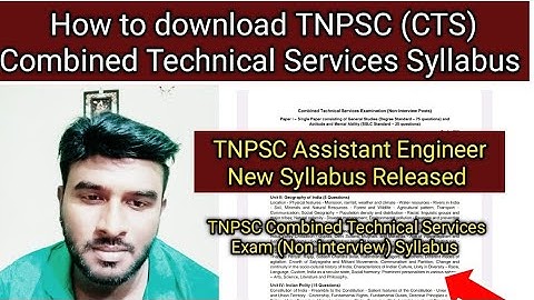 TNPSC Combined Technical Services Exam New Syllabus Released 2025 /TNPSC CTS