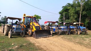 Jcb Backhoe Machine And 19 Tractors Soil Load || Sonalika || Swaraj || Eicher | Jcb Tractor Stunt