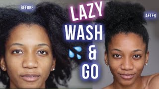 MY LAZY WASH AND GO TUTORIAL ON THICK NATURAL HAIR WITHOUT GEL (Ponytail Tutorial) | Annesha Adams