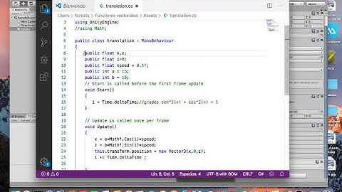 Traslación de un objeto en Unity con Scripting