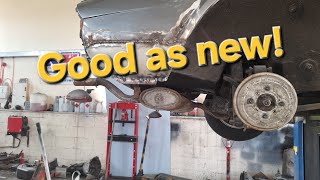 Triumph Spitfire/GT6 rear wing/fender corner  Fitting, welding in and grinding back the repair