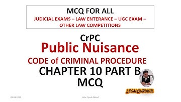 CrPC MCQ#10 Part B Code of Criminal Procedure CrPC MCQ | Public Nuisance