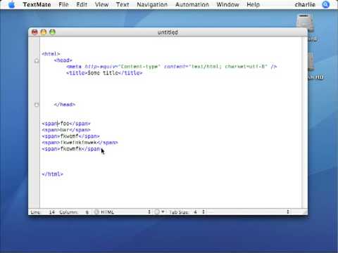 TextMate tutorial: working with html tags and snippets