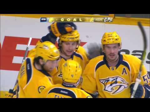 Forsberg records a hat trick against the Flames in less than ten minutes