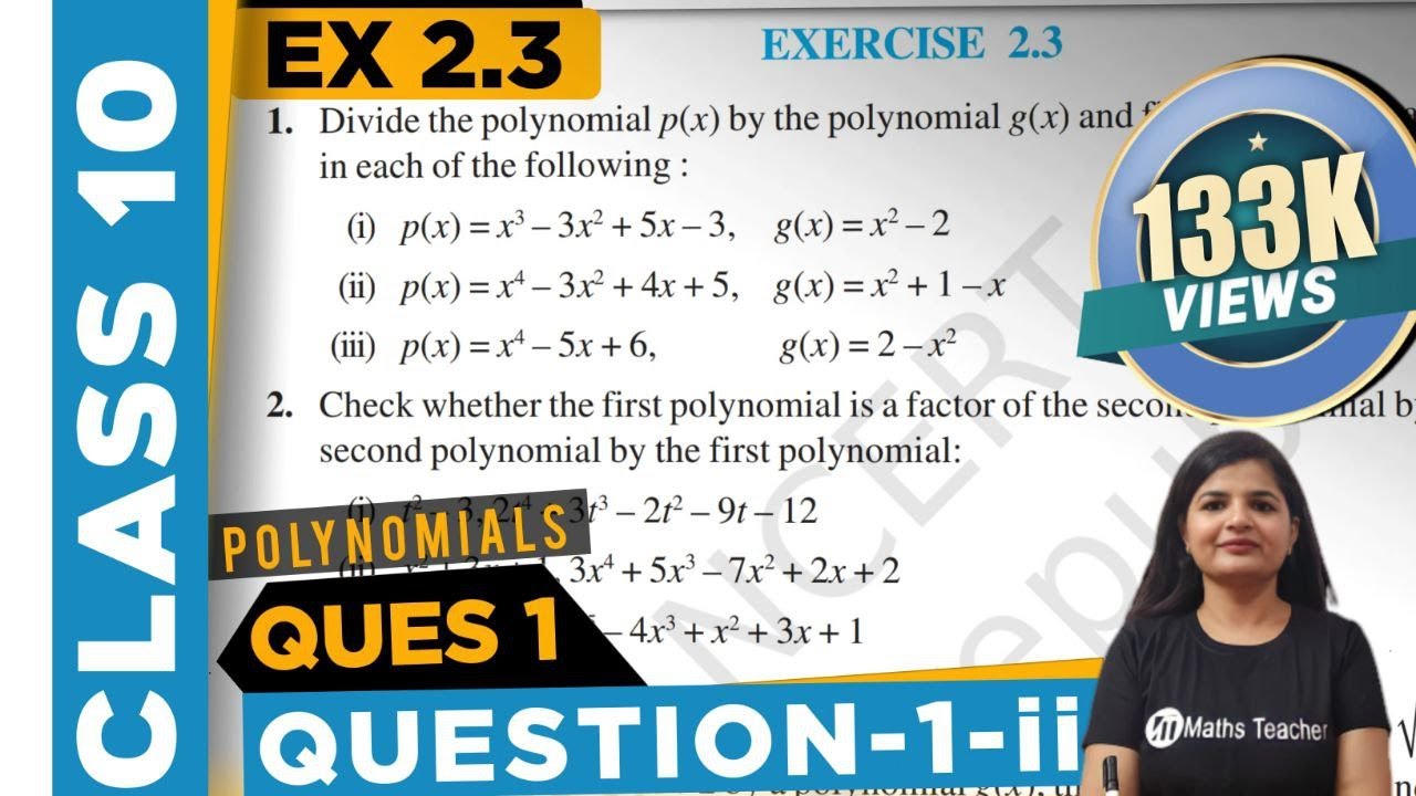 Polynomials | Chapter 2 Ex 2.3 Q - 1 (ii) | NCERT | Maths Class 10th ...
