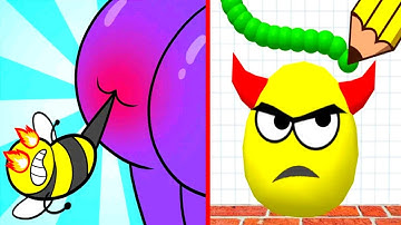 Draw To Smash vs Help Monster 3 Tricky Puzzle - Satisfying ASMR Gameplay All Levels
