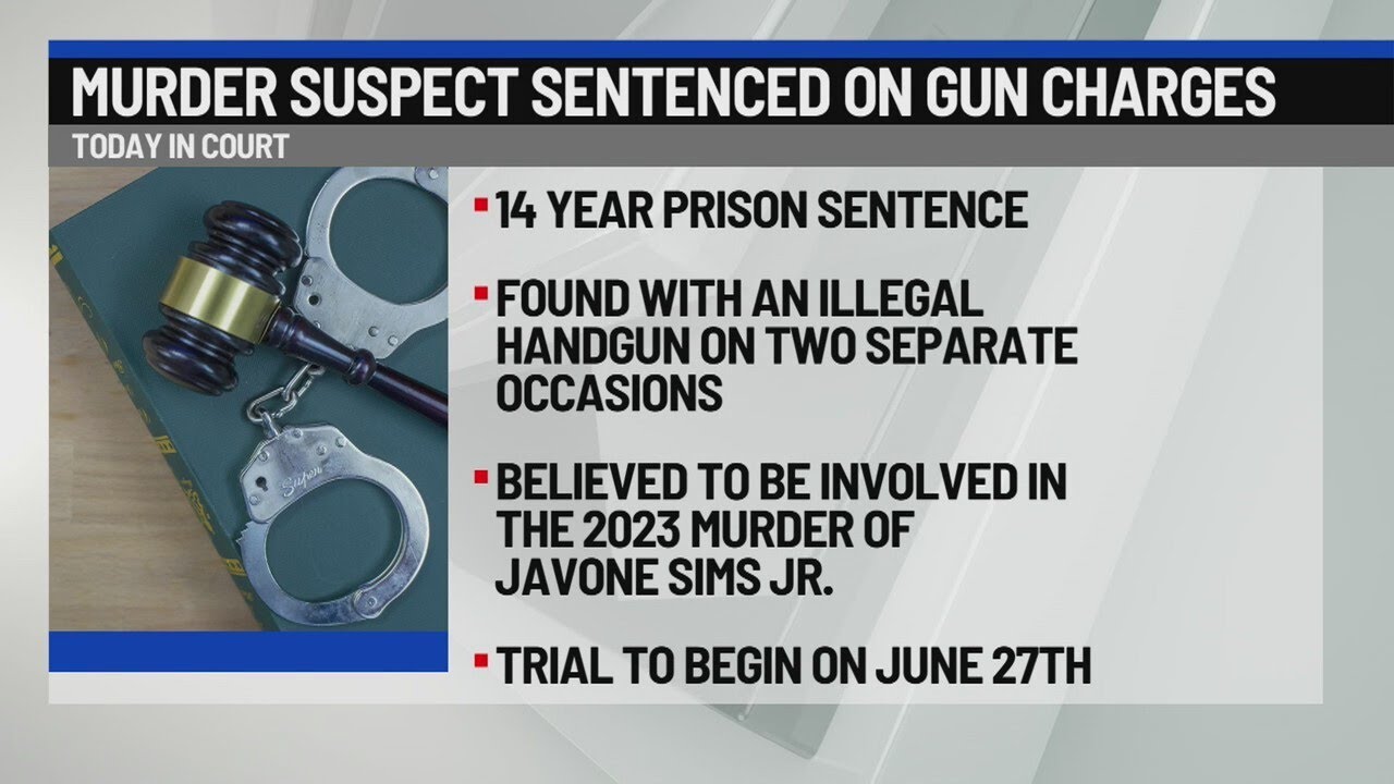 Murder suspect sentenced on gun charges